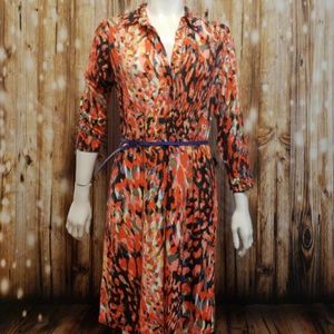 Cabi watercolor print shirt dress